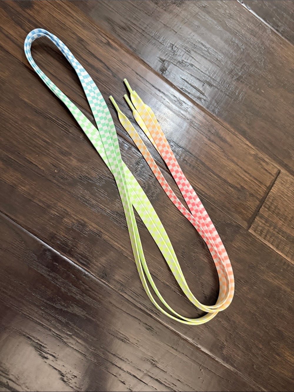 New Pastel Multicolored Checked Fade Shoelaces 47 Inch Rainbow Gradient